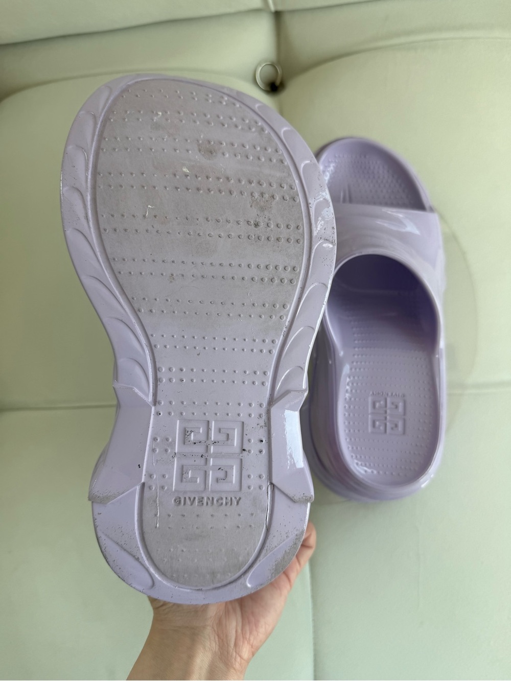 SOLD Givenchy Marshmallow Slider Wedges in Lilac - Picture 13 of 13